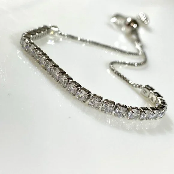 Sterling Silver Adjustable Tennis Bracelet - Picture 6 of 10